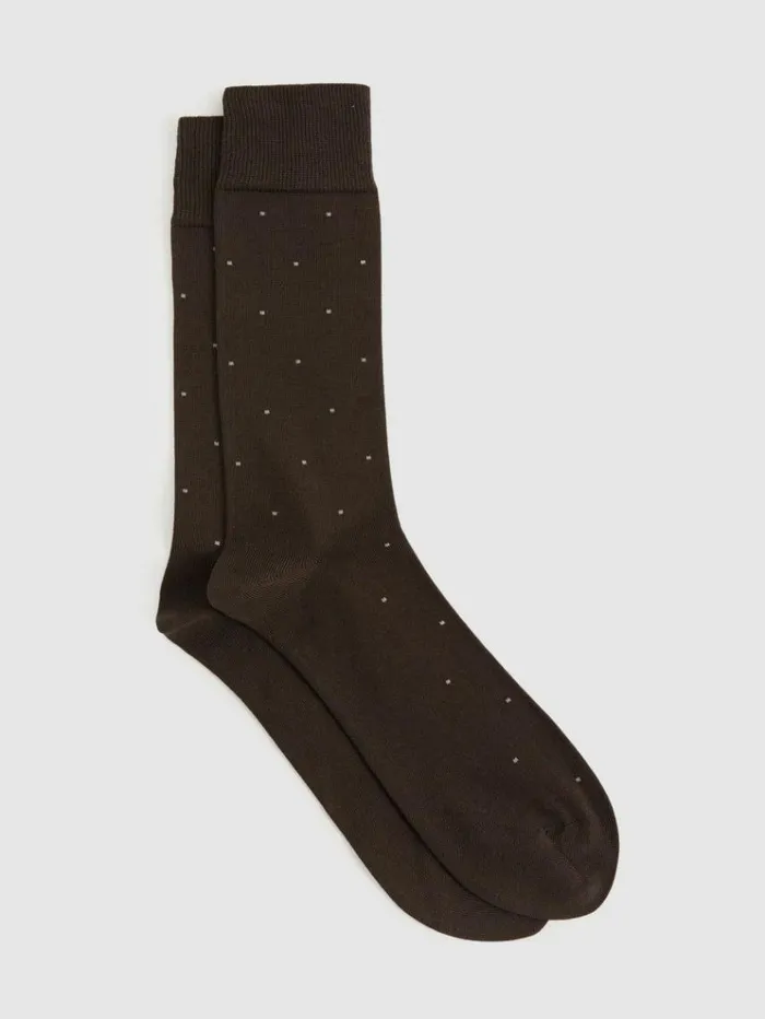REISS Socks and Underwear Men Polka Dot Socks Chocolate