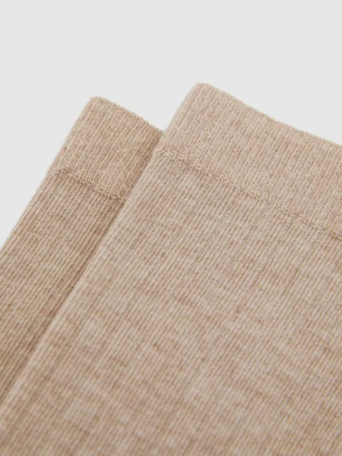 REISS Socks Women Cotton Blend Ribbed Loafer Socks Oatmeal