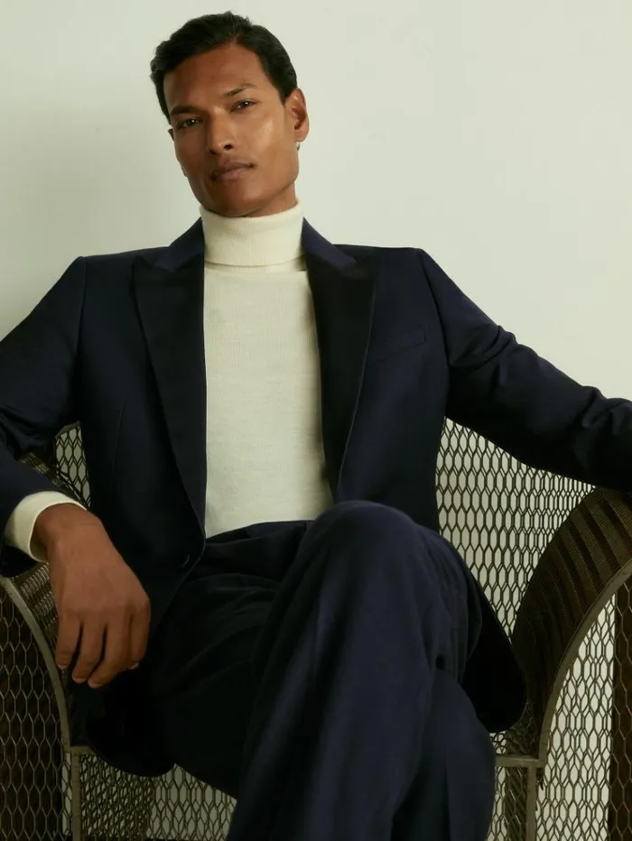REISS Suits and Tailoring Men Modern Fit Single Breasted Tuxedo Jacket Navy