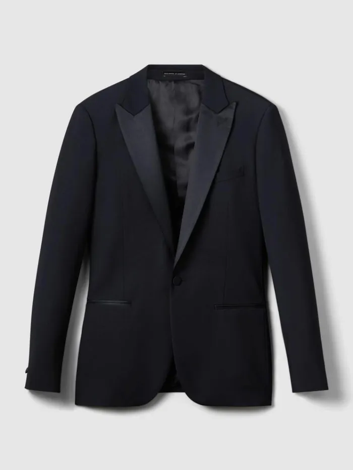 REISS Suits and Tailoring Men Modern Fit Single Breasted Tuxedo Jacket Navy