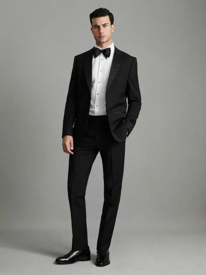 REISS Suits and Tailoring Men Modern Fit Tuxedo Trousers Black
