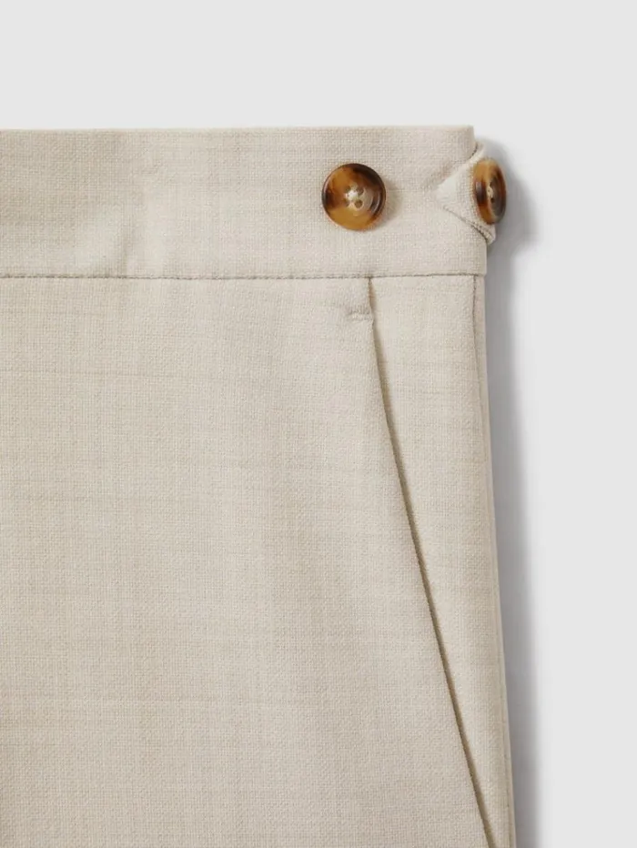 REISS Suits and Tailoring Men Slim Fit Side Adjuster Trousers Stone
