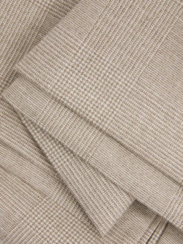 REISS Suits and Tailoring Men WoolLinen Checked Side Adjuster Modern Fit Trousers Oatmeal