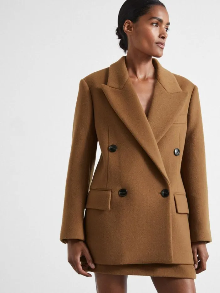REISS Suits and Tailoring Women Atelier Virgin Wool And CamelBlend Suit Jacket Camel