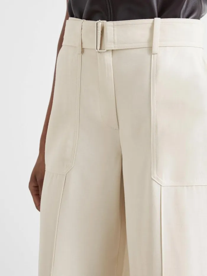 REISS Suits and Tailoring Women Atelier Wide Leg Crepe Trousers With Wool Ivory