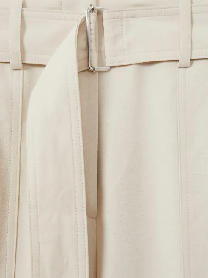 REISS Suits and Tailoring Women Atelier Wide Leg Crepe Trousers With Wool Ivory
