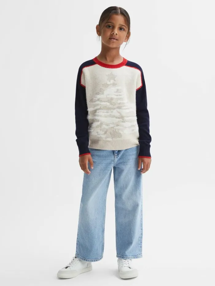 REISS Sweaters Children Casual Knitted Festive Jumper Blue