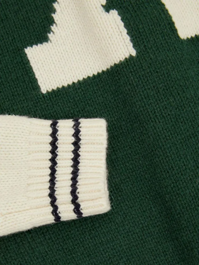 REISS Sweaters Children Knitted Varsity Cardigan Greenoffwhite