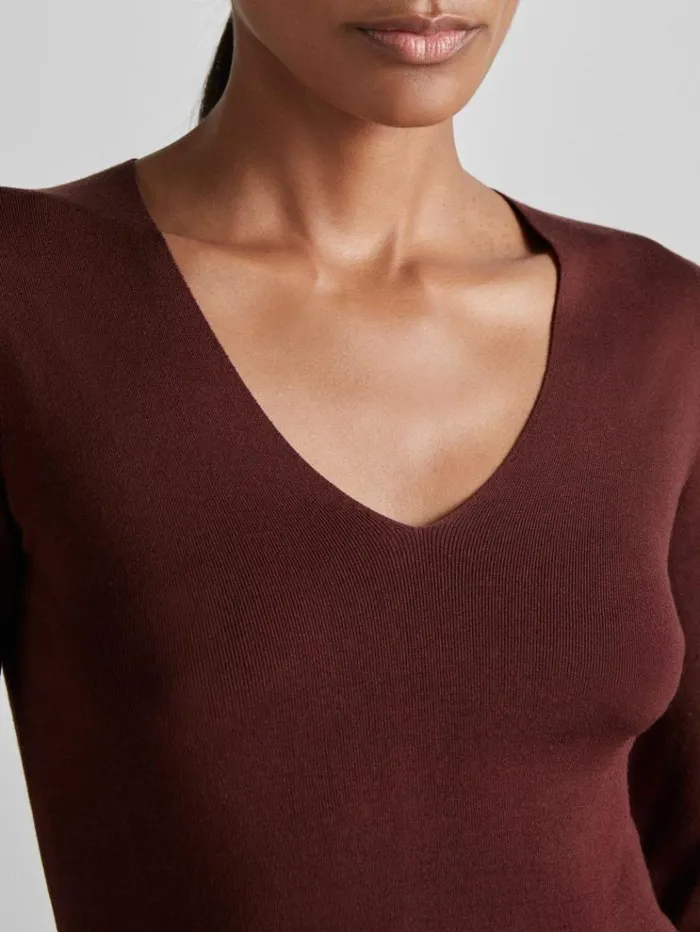 REISS Sweaters Women Atelier Knitted Silk Blend Top Oxblood