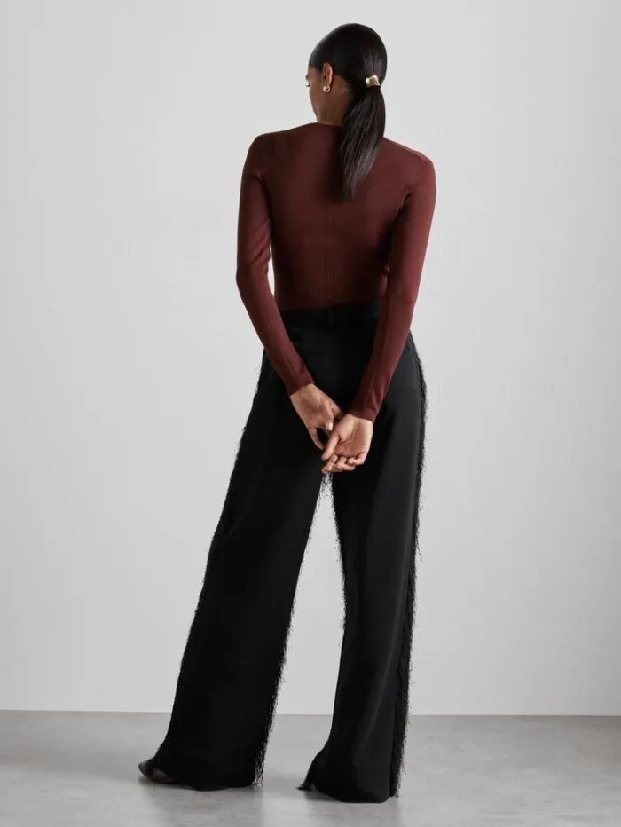 REISS Sweaters Women Atelier Knitted Silk Blend Top Oxblood