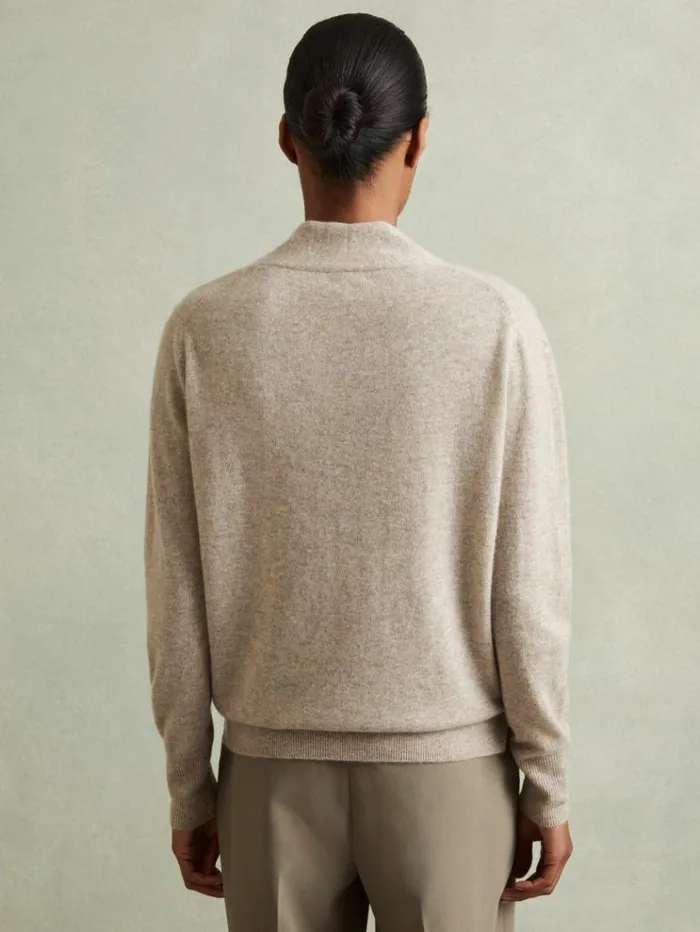 REISS Sweaters Women Cashmere VNeck Jumper Oatmeal