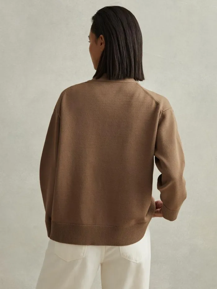 REISS Sweaters Women Chunky Knitted Cardigan Mink