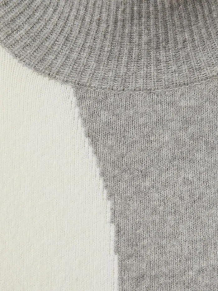 REISS Sweaters Women Colourblock Roll Neck Jumper Ivorygrey
