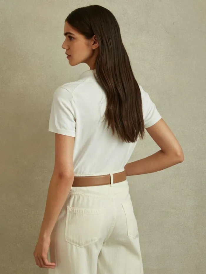 REISS Sweaters Women Cotton Blend Polo Shirt Ivory