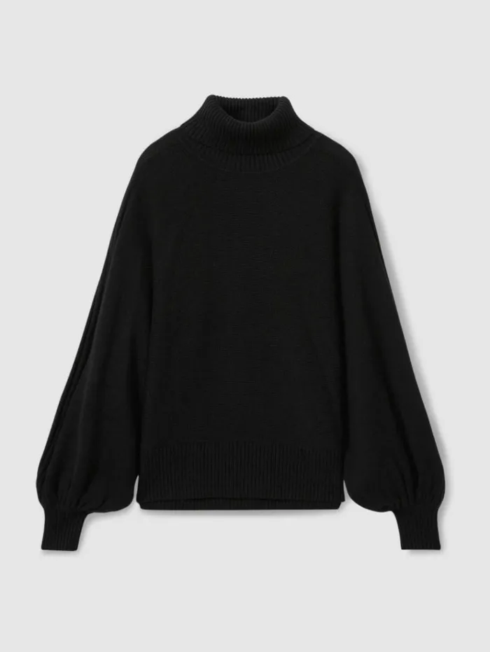 REISS Sweaters Women Florere Wool Blend Roll Neck Jumper Black