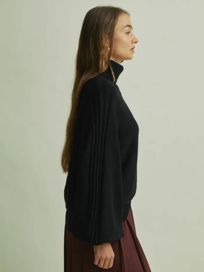 REISS Sweaters Women Florere Wool Blend Roll Neck Jumper Black