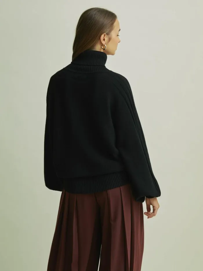 REISS Sweaters Women Florere Wool Blend Roll Neck Jumper Black
