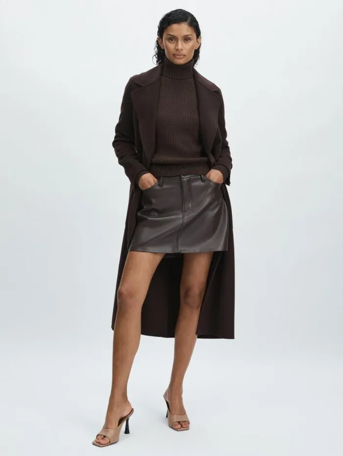 REISS Sweaters Women Good American RollNeck RibKnit Jumper Blackbrown