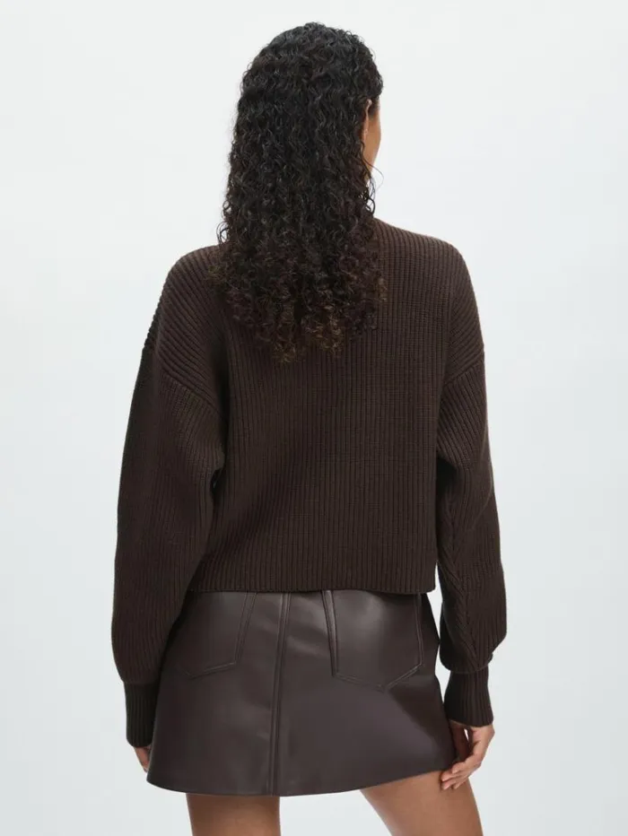 REISS Sweaters Women Good American RollNeck RibKnit Jumper Blackbrown