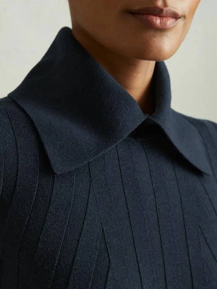 REISS Sweaters Women Ribbed Collared Jumper Teal