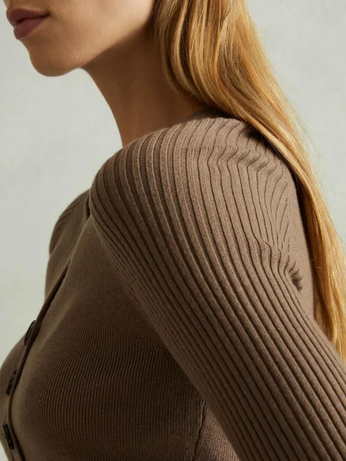 REISS Sweaters Women Ribbed Sleeve Jumper Mink
