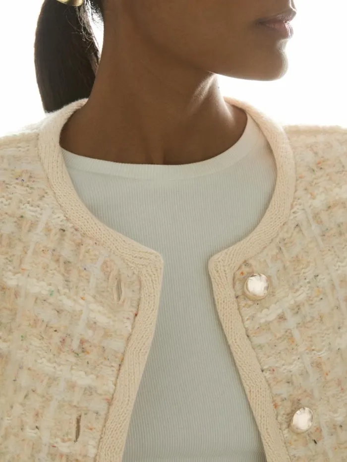 REISS Sweaters Women Tweed Effect Cardigan With Merino Light Pink