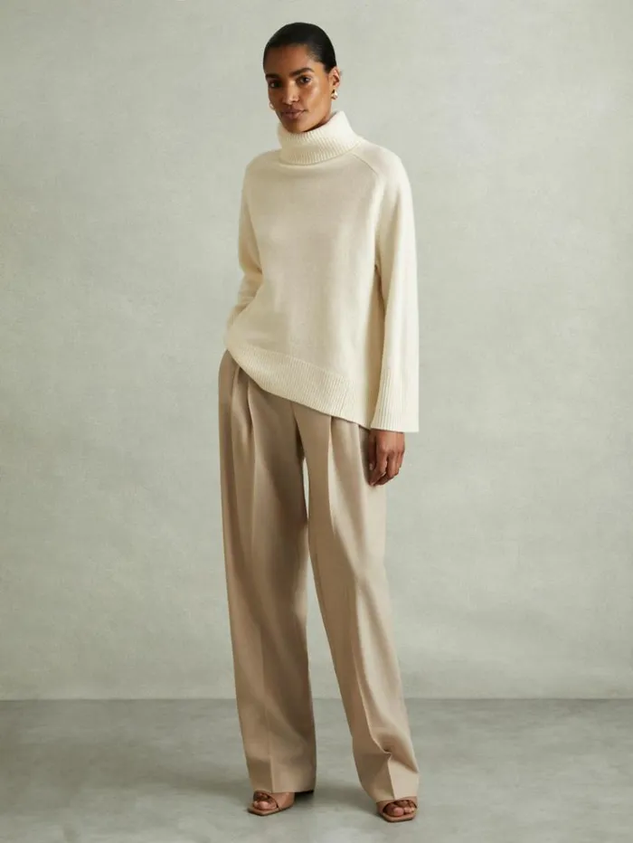 REISS Sweaters Women WoolCashmere RollNeck Jumper Cream