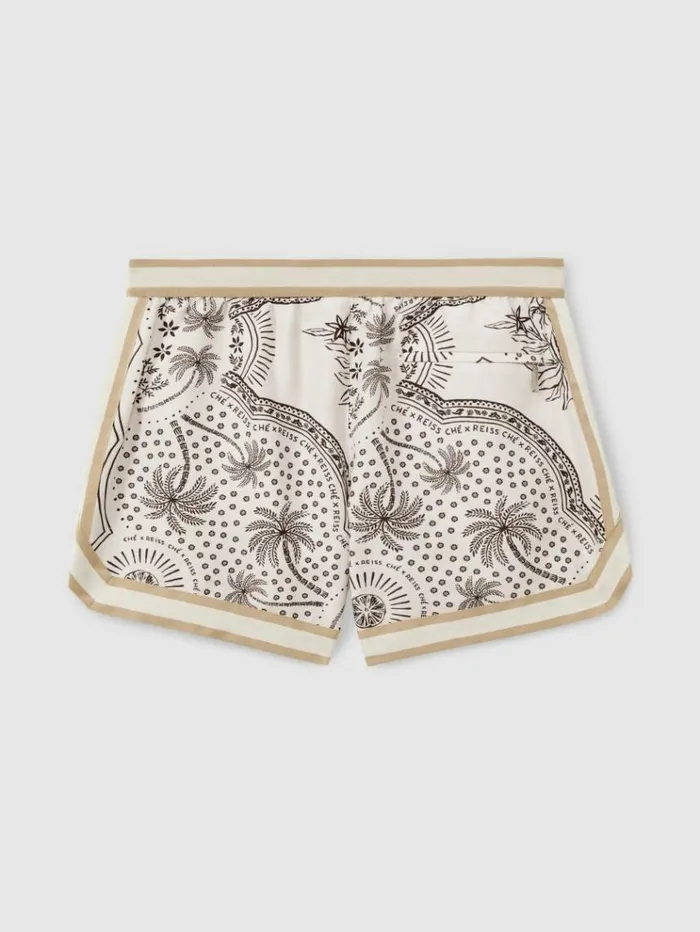 REISS Swimwear Men Reiss Ch Printed Elasticated Waist Swim Shorts Champagnebrown