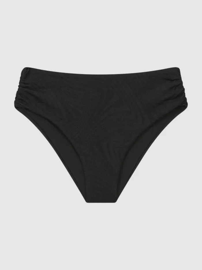 REISS Swimwear Women FELLA High Rise Ruched Bikini Bottoms Black