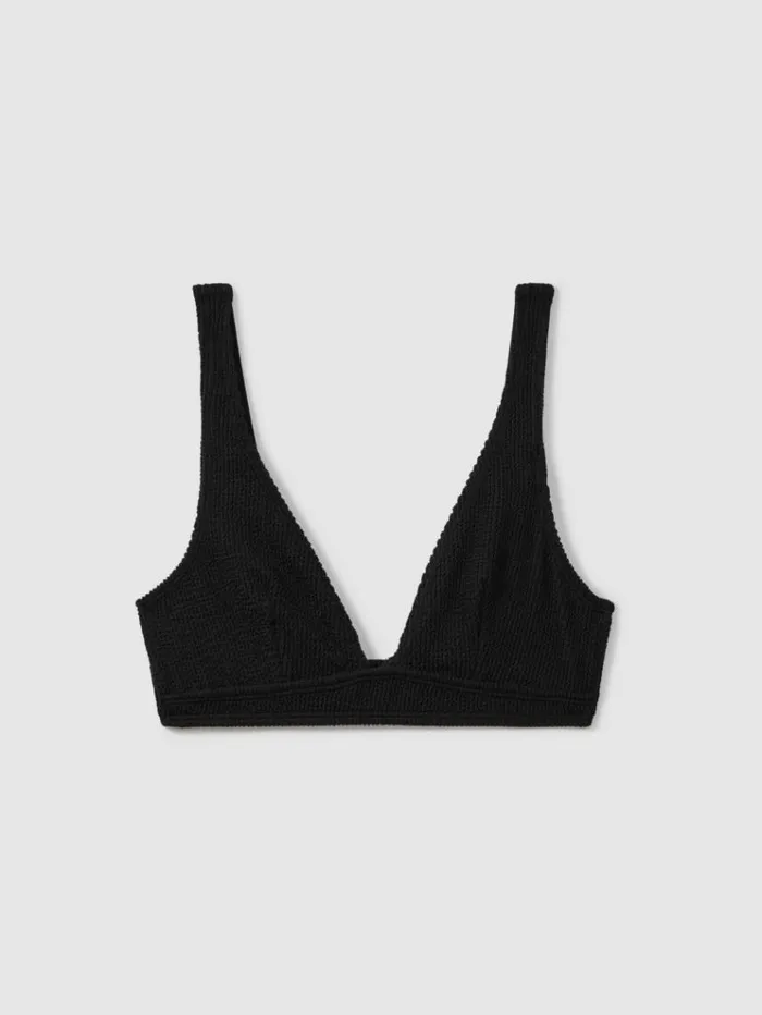 REISS Swimwear Women Good American Always Fits Textured Bikini Top Black