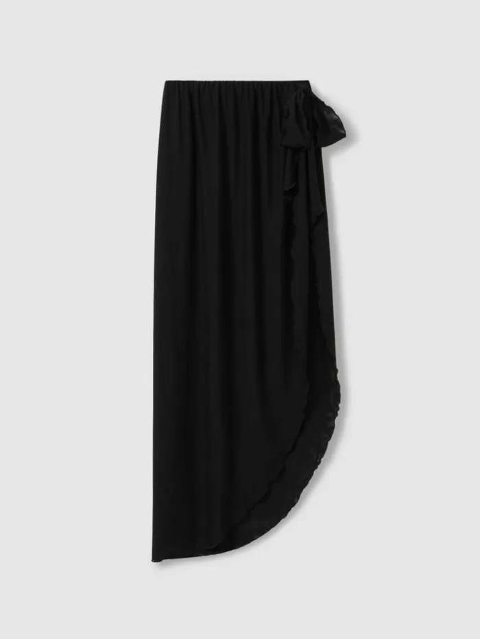 REISS Swimwear Women Good American Mesh Sarong Skirt Black