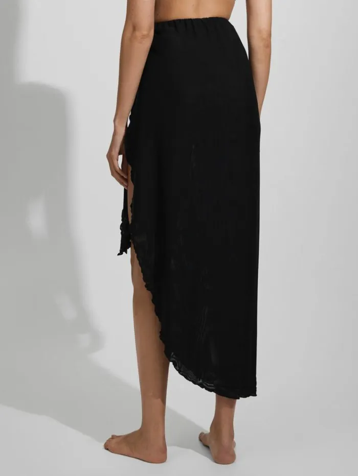 REISS Swimwear Women Good American Mesh Sarong Skirt Black