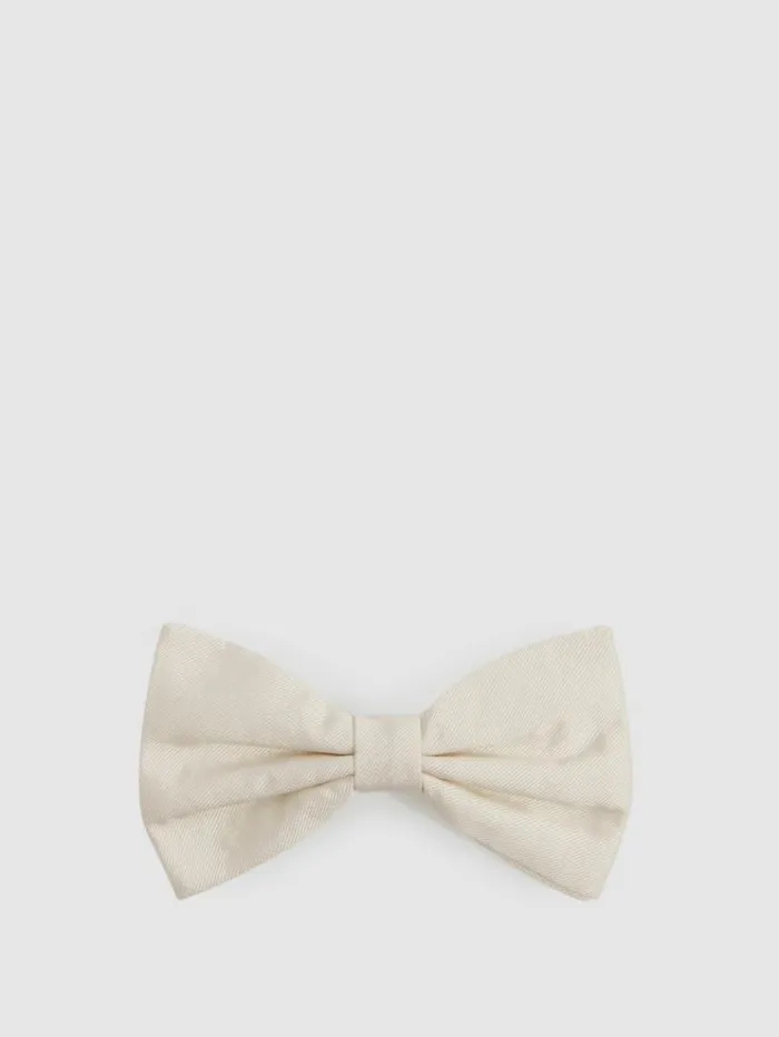 REISS Ties and Pocket Squares Men Grosgrain Silk Bow Tie Light Ivory