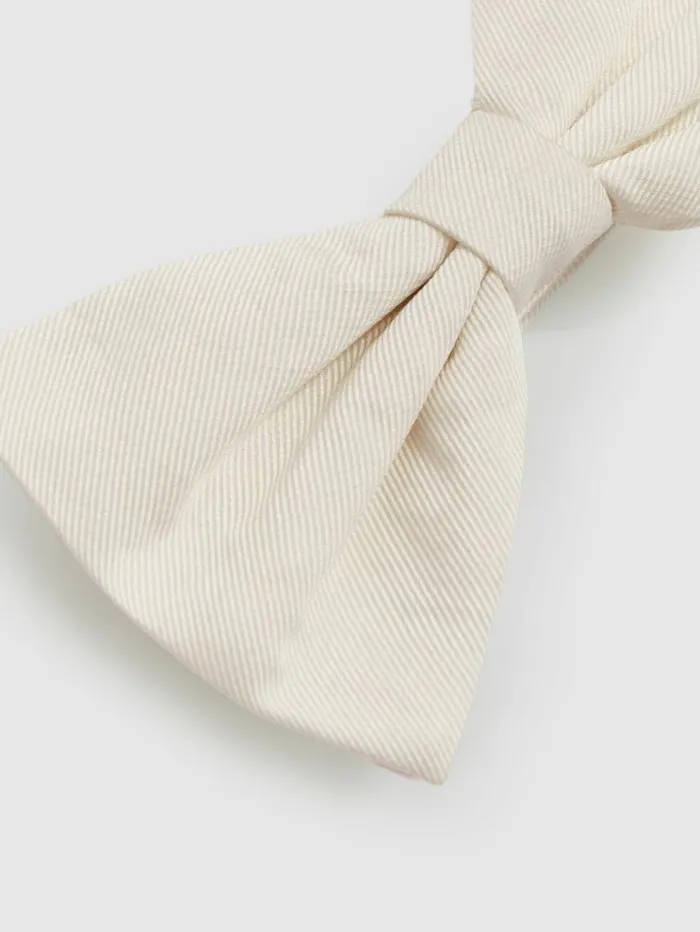 REISS Ties and Pocket Squares Men Grosgrain Silk Bow Tie Light Ivory