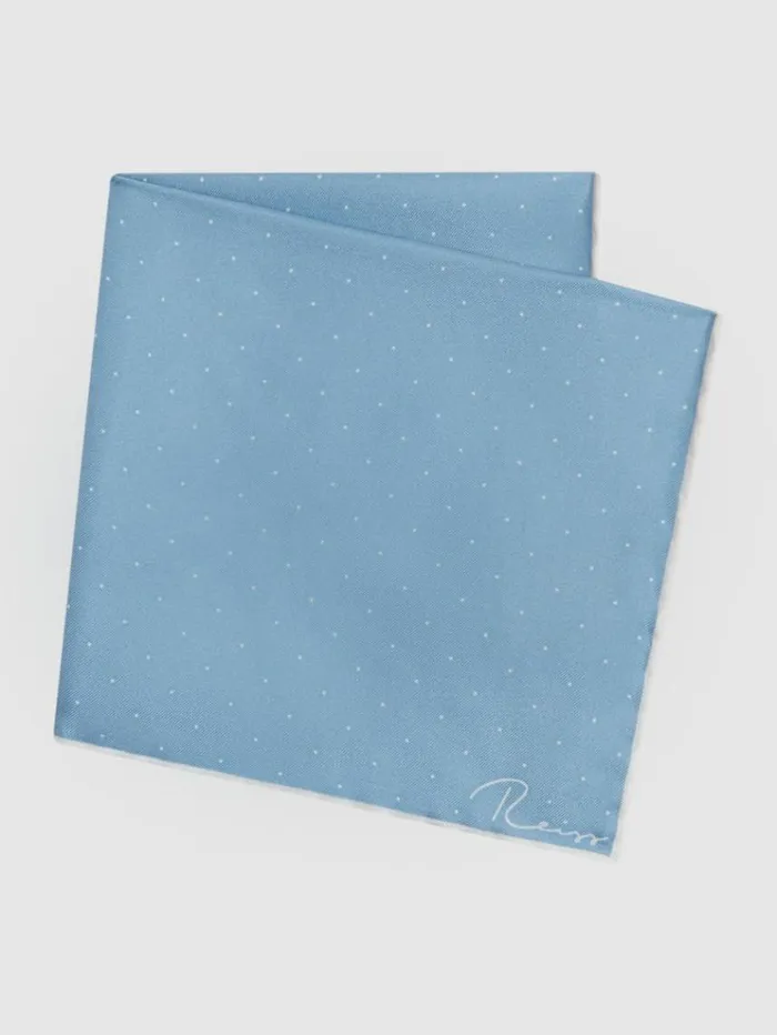 REISS Ties and Pocket Squares Men Polka Dot Silk Pocket Square Blue