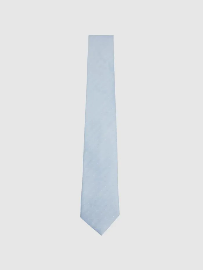 REISS Ties and Pocket Squares Men Polka Dot Silk Tie Light Blue
