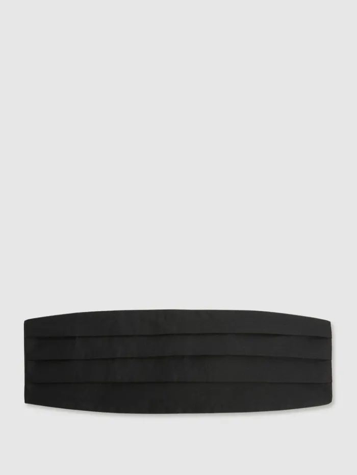 REISS Ties and Pocket Squares Men Silk Cummerbund Black