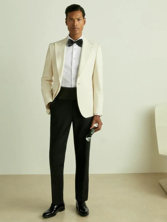 REISS Ties and Pocket Squares Men Silk Cummerbund Black