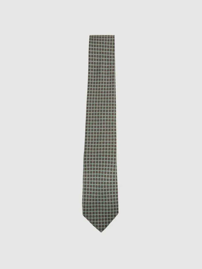 REISS Ties and Pocket Squares Men Silk Floral Print Tie Light Green