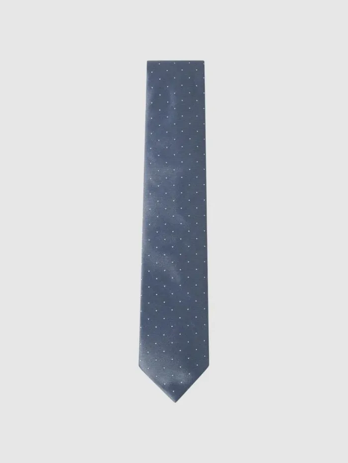 REISS Ties and Pocket Squares Men Silk Polka Dot Tie Airforce Blue