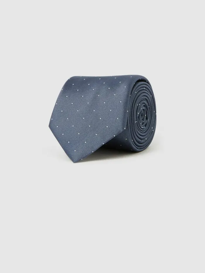 REISS Ties and Pocket Squares Men Silk Polka Dot Tie Airforce Blue