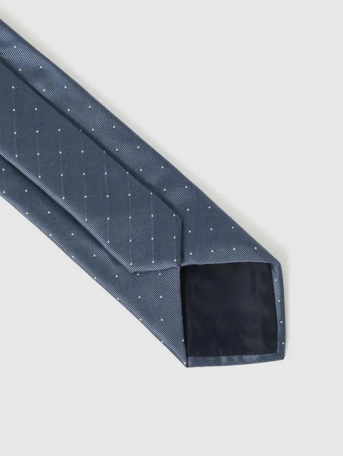 REISS Ties and Pocket Squares Men Silk Polka Dot Tie Airforce Blue