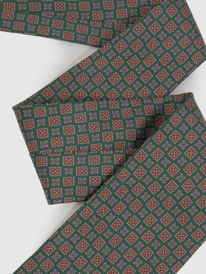 REISS Ties and Pocket Squares Men Silk Square Floral Tie Forest Green