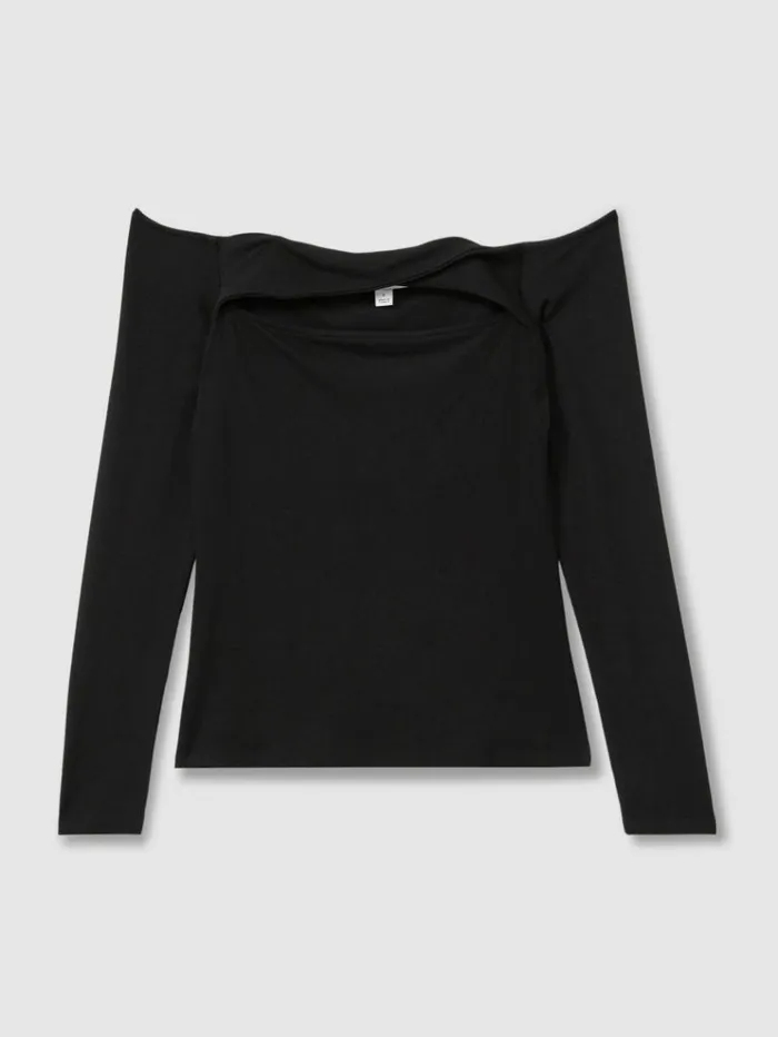 REISS Tops Women OffTheShoulder Twist Detail Top Black
