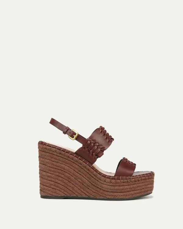 Riya Raffia Wedge Sandal Brown Women Veronica Beard Shoes