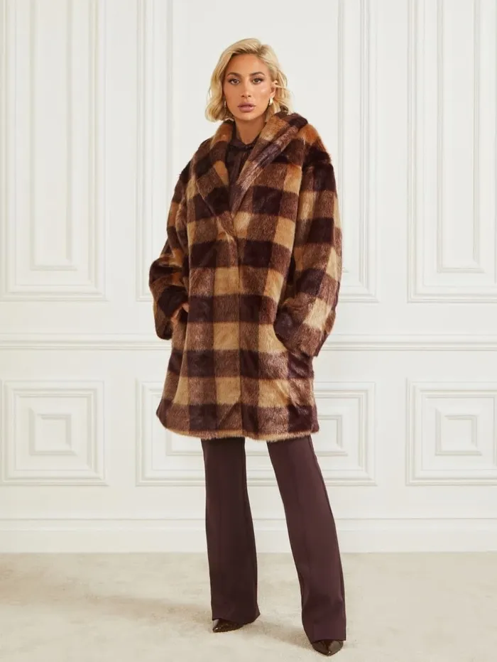 Rochelle Coat Camel And Dark Bourbon Bi Jackets and Coats GUESS Women