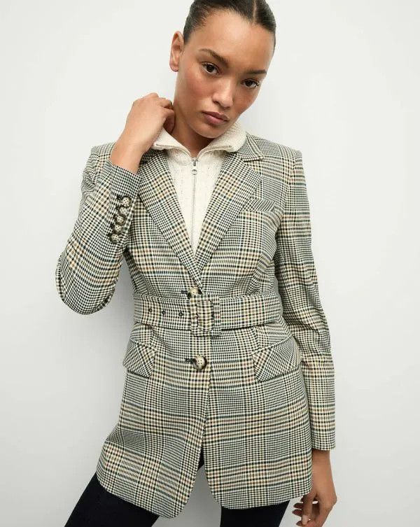 Ryanne Belted Plaid Dickey Jacket Ecruandgreen Multi Women Veronica Beard Jackets and Outerwear Ryanne Belted Plaid Dickey Jacket Ecruandgreen Multi Women Veronica Beard Jackets and Outerwear