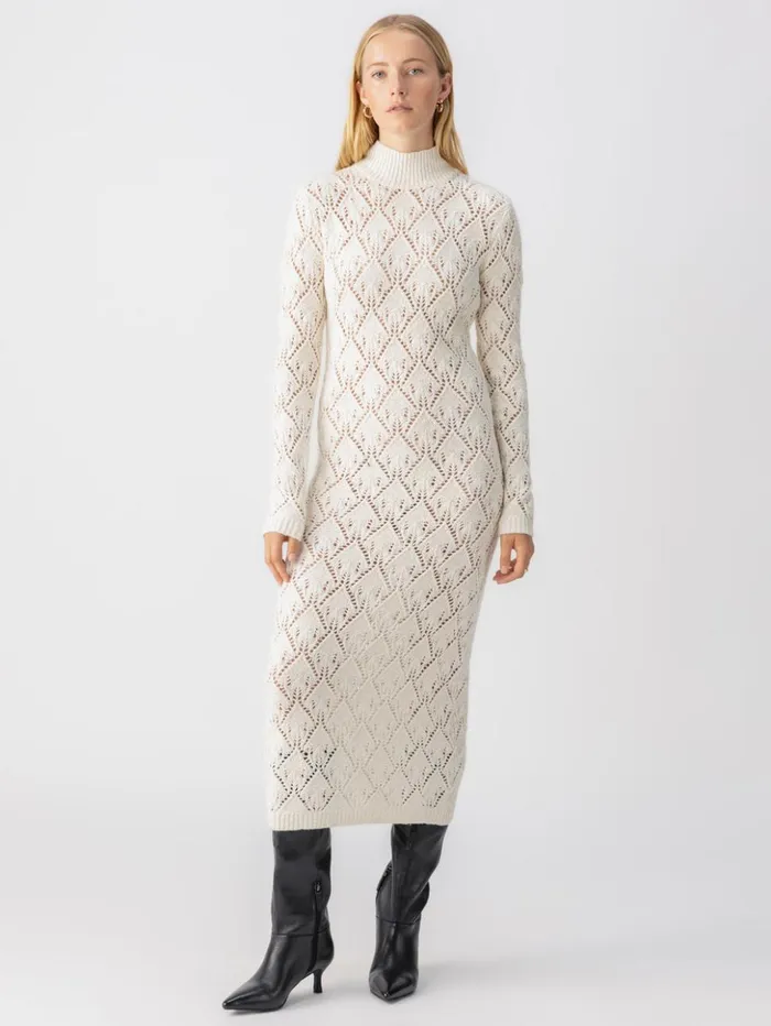 Sanctuary Clothing Dresses and Jumpsuits Women Pointelle Sweater Maxi Dress Eco Natural