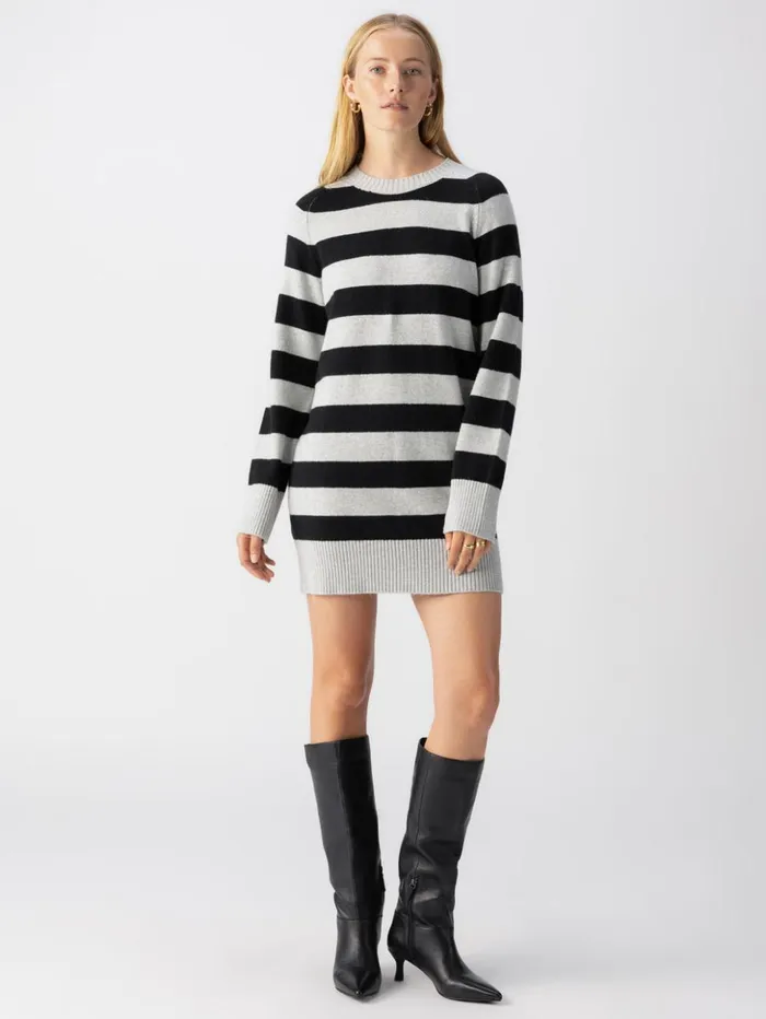 Sanctuary Clothing Dresses and Jumpsuits Women So Soft Sweater Dress Heather Grey Black Stripe