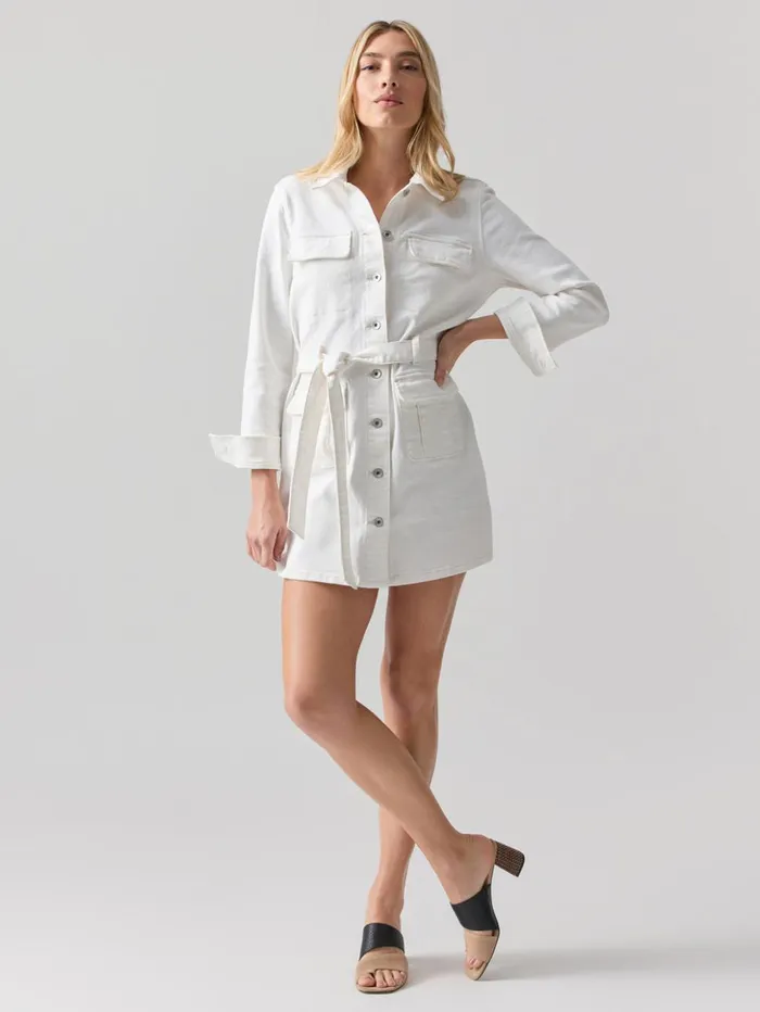 Sanctuary Clothing Dresses and Jumpsuits Women Tie Waist Denim Dress Chalk